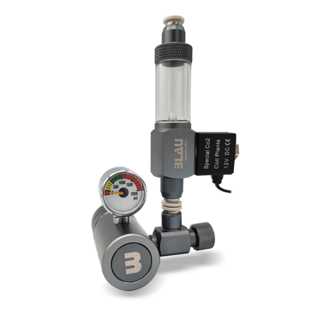 Blau Co2 regulator med bobbel t�ller og magnetventil