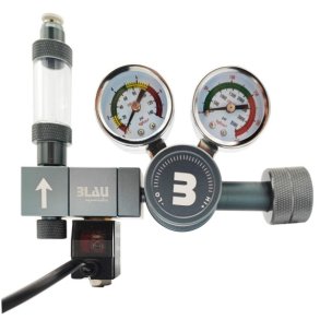 Blau Co2 regulator pro med 2 manometre, bobbel t�ller og magnetventil