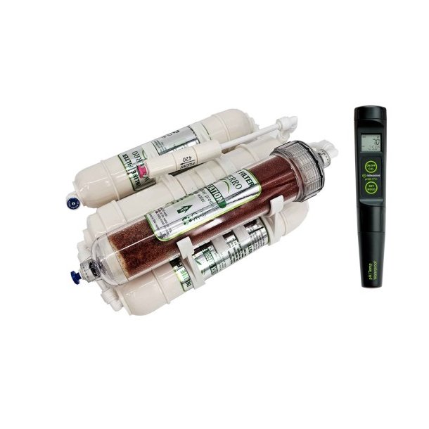 Waterro omvendt osmose 100 GPD inkl. DI Resin Inkl. valgfri testpen PH55 eller EC59 TDS